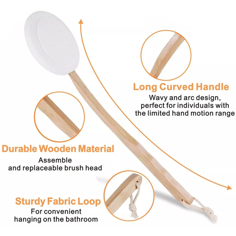 7PCS Back Cream Applicator Lotion For 2 In 1 Body Brush Beech Handle — image 3