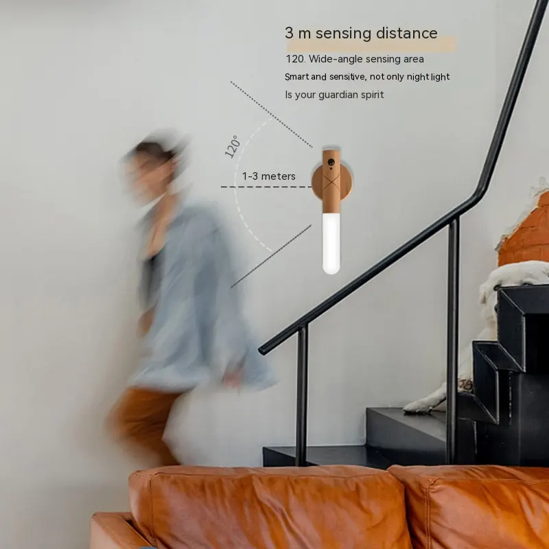 Wooden Wall Lamp Stairs Induction