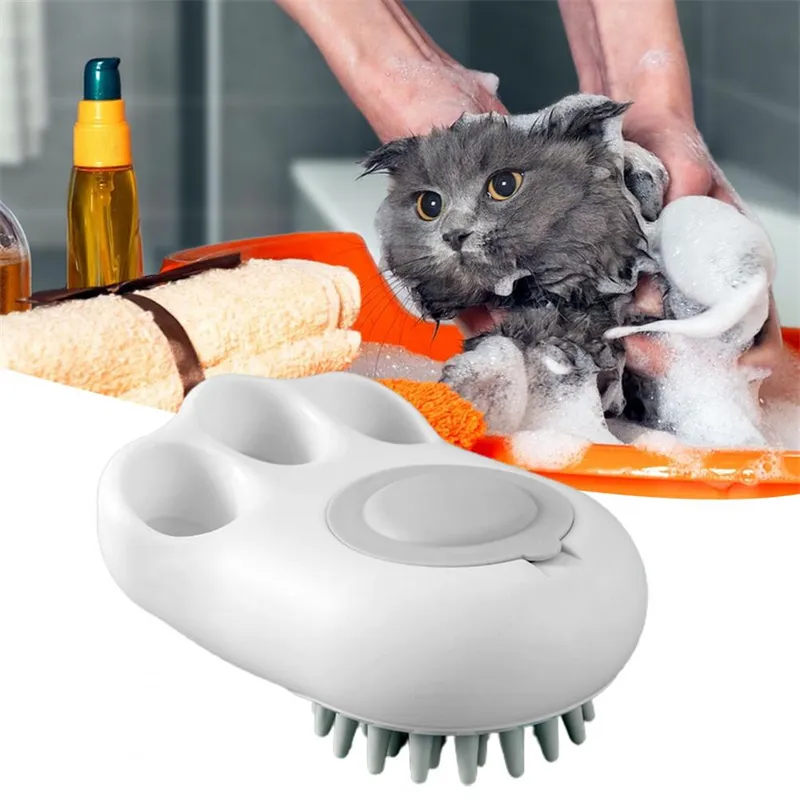 Durable Cat Paw Bath Brush Fine Foaming Labor-saving Cartoon Shape Pet Dog Cat Pet Hair Grooming Brush Reusable Dog Hair Comb Pet Products – image 4
