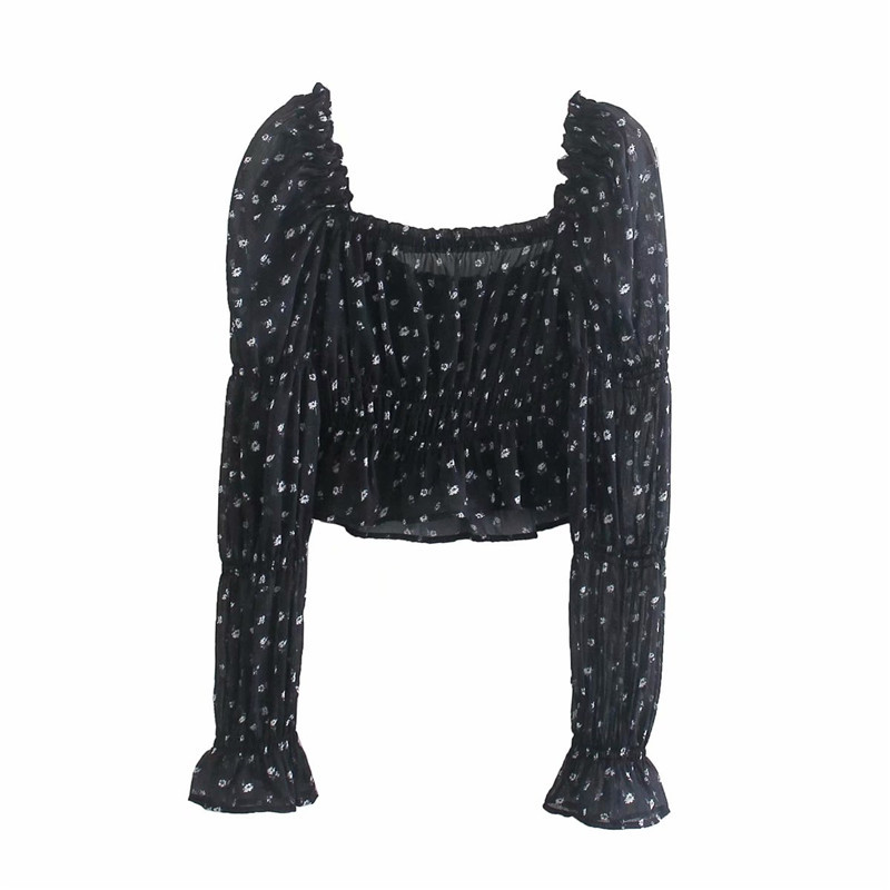 Temperament Small Fragrance Style Square Collar Puff Sleeves