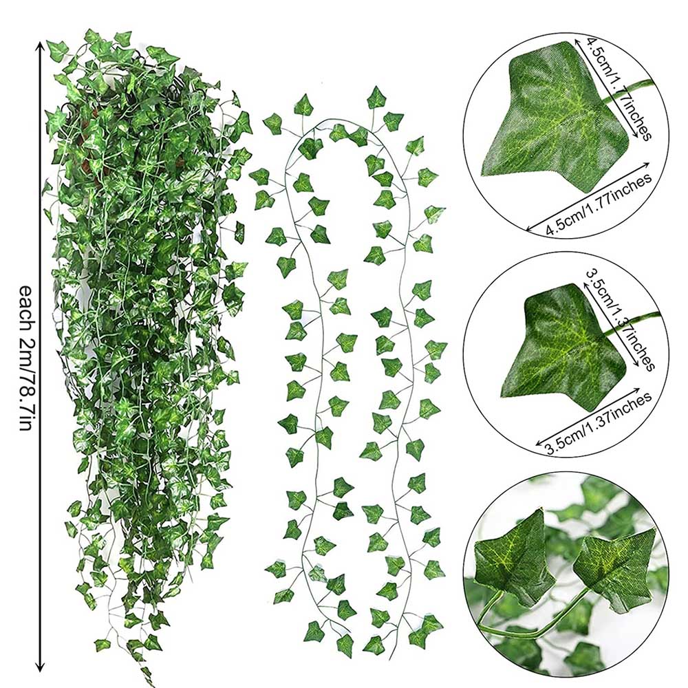 1-12PCS Artificial Ivy Garland Decorations Leaves Fake Vine Hanging String — image 2