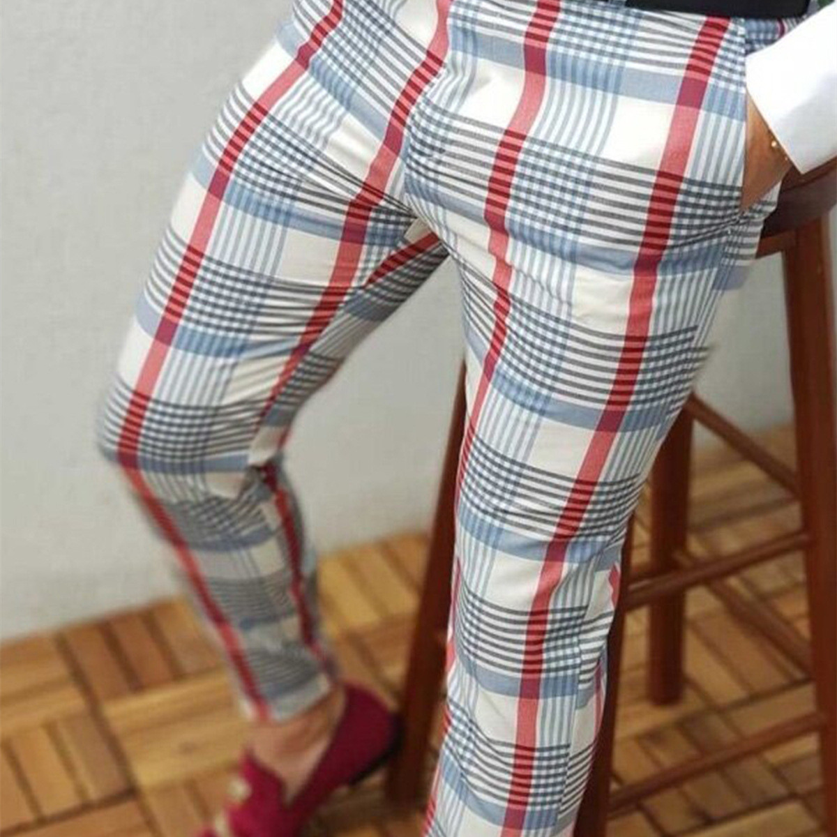 European And American New Plaid Print Men's Casual Trousers