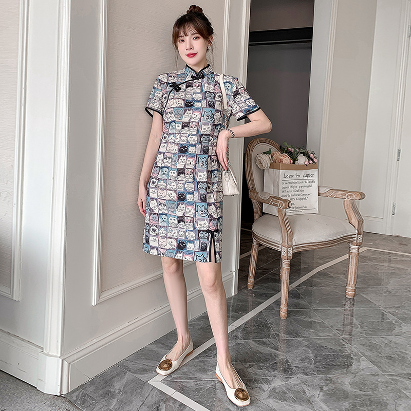 Short-Sleeve Cheongsam Day Dress, picture 5 of 7