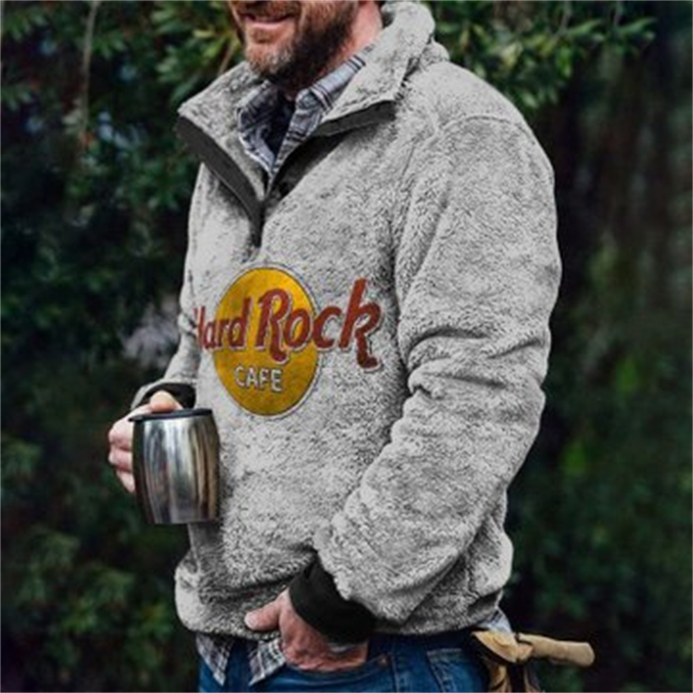 Autumn And Winter Casual Button Pocket Flannel Plush Men's Sweater
