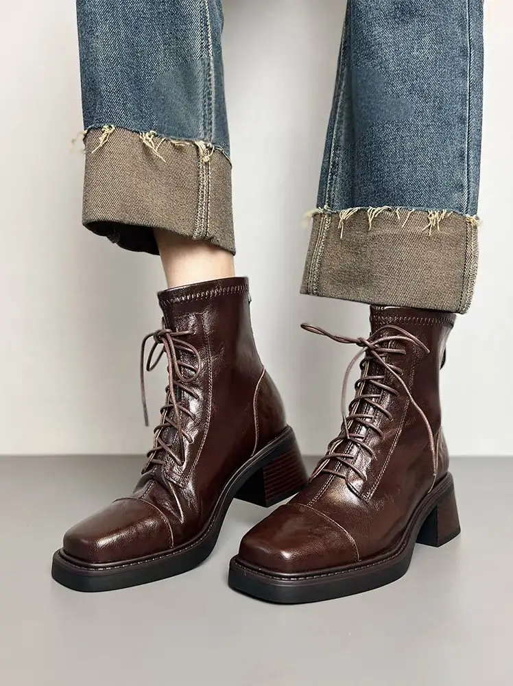 Women's Commuter Versatile Laceup Martin Boots, SquareToe