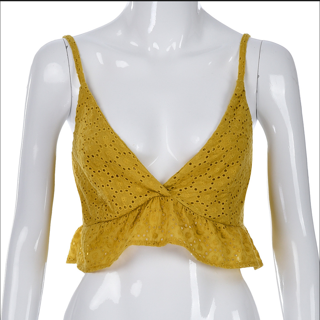 Title 2, V-neck Halter With Hollow Flounces And Beautifu...