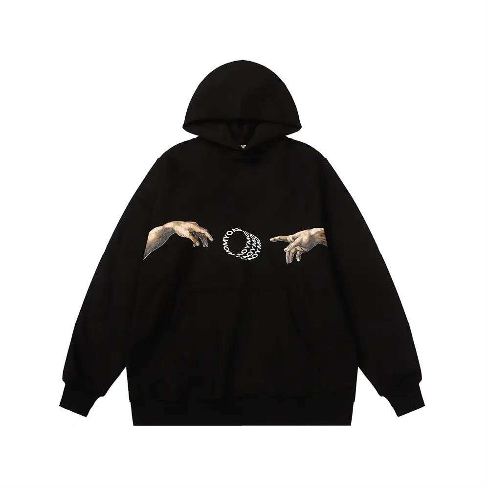 Men's Creative Printing Fleece Hooded Sweatshirt
