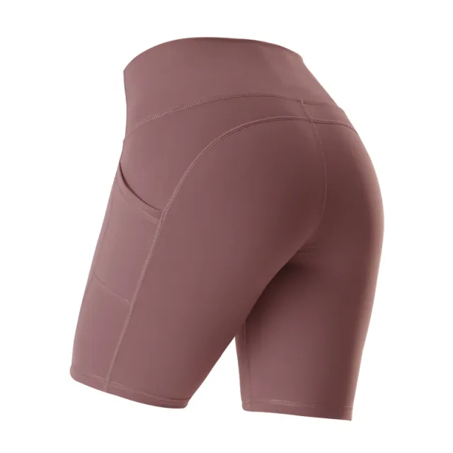High Waist Fitness Gym Workout Leggings With Pockets Athletic Yoga Pants Slim Hips Lifting Pants Bean Paste - Shop at LoveMi