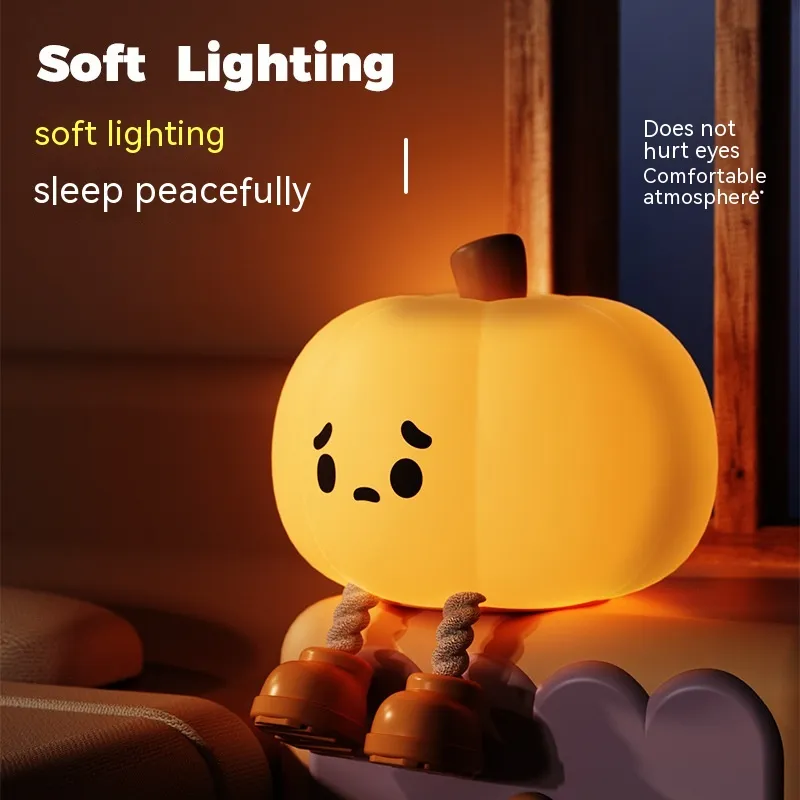 Pumpkin Lamp Small Night Lamp Halloween Silicone Pat Lamp Ambience Light – image 6