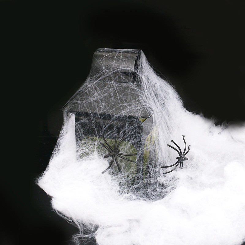 Halloween decoration scene spider cotton web props (white