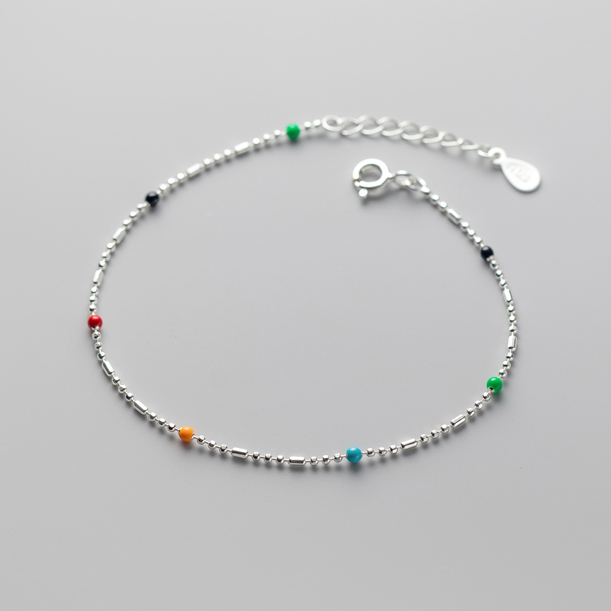 Title 2, Ethnic Simple Silver Color Bead Bracelet