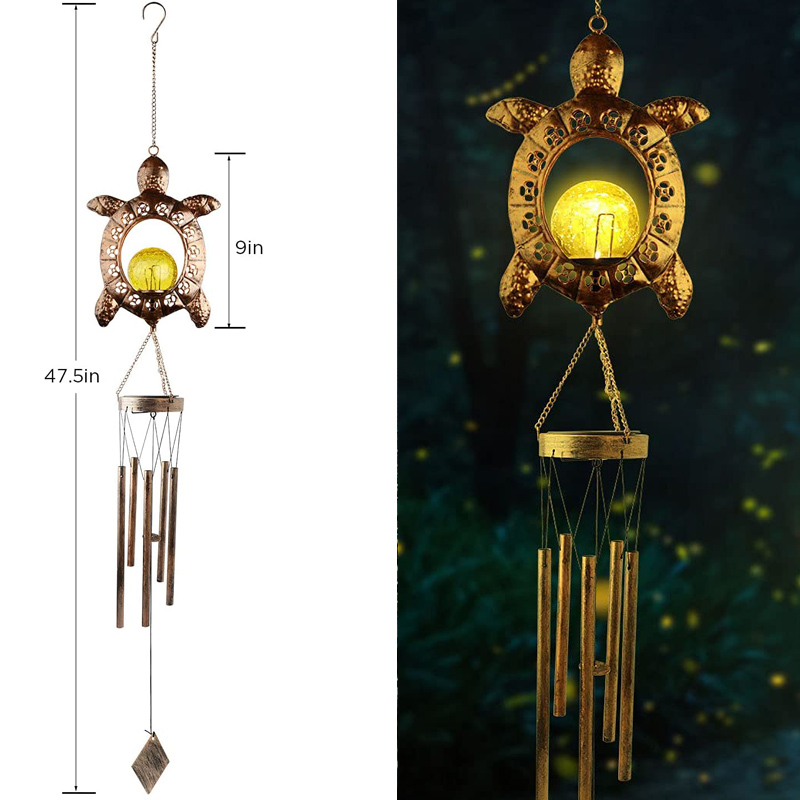 Wrought iron hollow sun moon wind chime pendant LED outdoor garden landscape decoration — foto 3