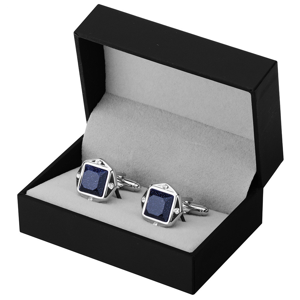 Lucky Blue Sandstone Crystal Cufflinks Men's Light Luxury French Shirt Sleeve Nails — foto 3