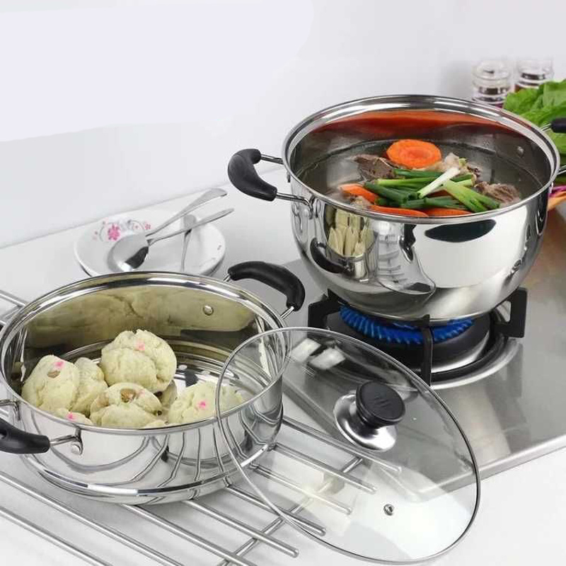 Household Stainless Steel Induction Double-ear Steamer