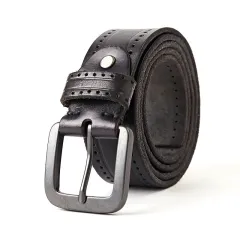 Men's Leather Belt Pin Buckle Top Layer Cowhide Casual Simple - Black - View 1