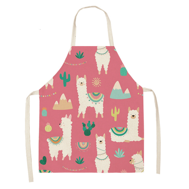 Title 28, Alpaca Cartoon Cotton Linen Apron Sleeveless An...