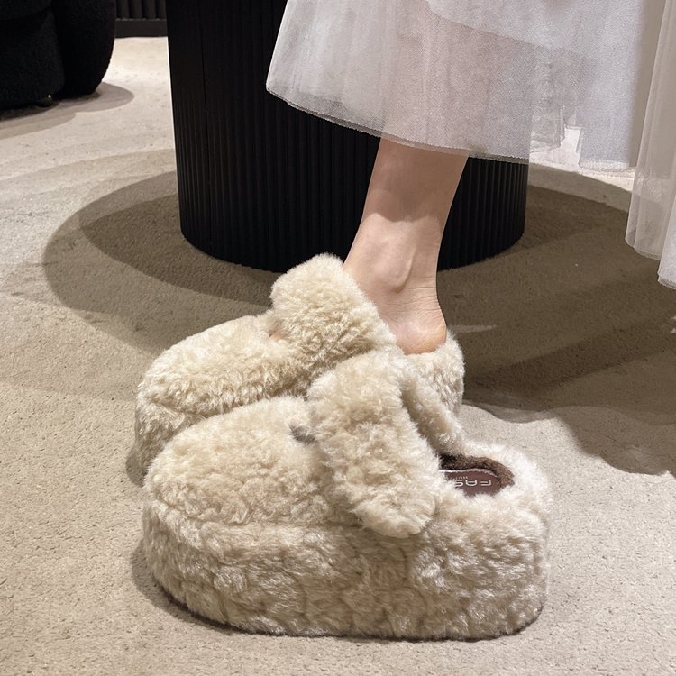 Faux Fur Platform Slippers