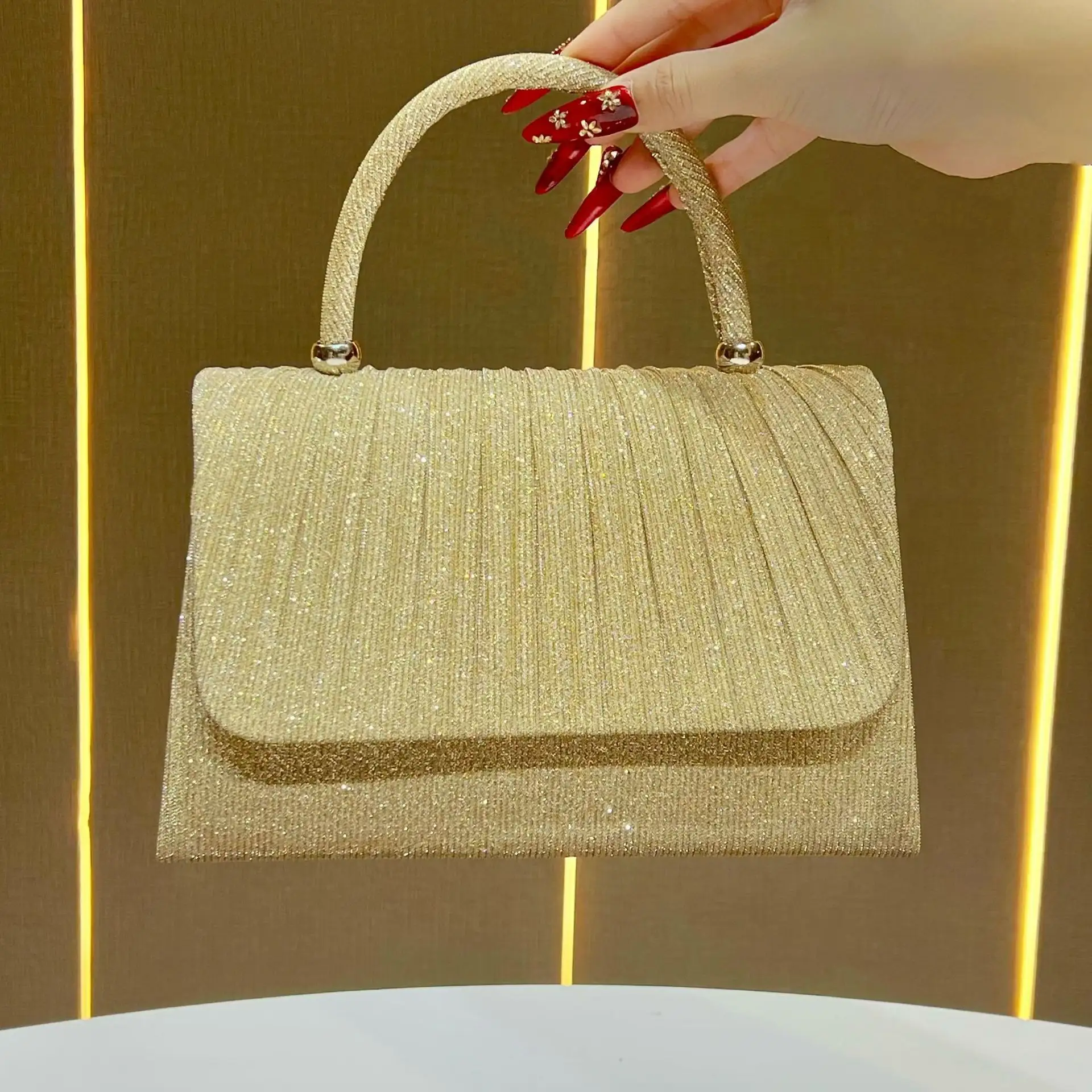 Festival Gold Crinkle Handbag - Party Must-Have