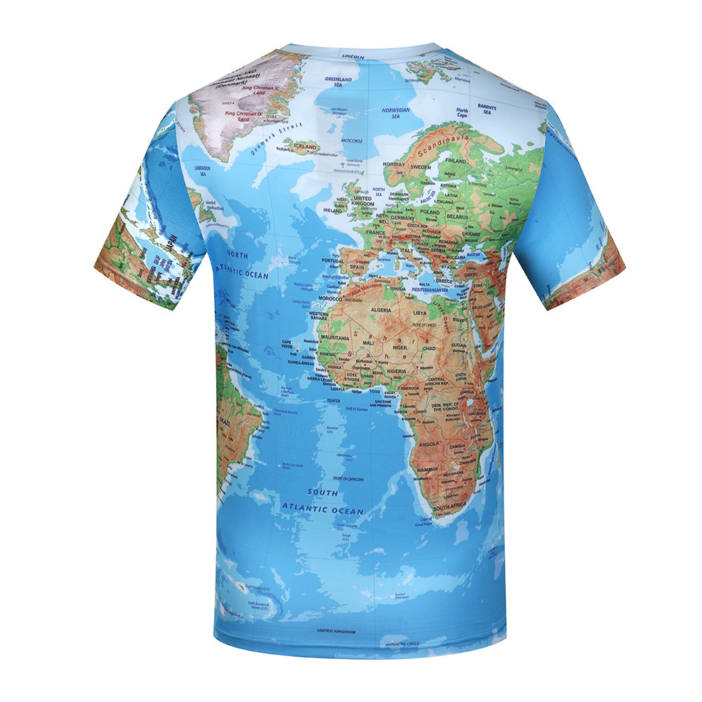 World Map Digital Print T-Shirt