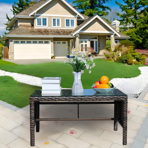 Outdoor Patio Furniture 1 Coffee Table With Clear Tempered Glass — foto 4