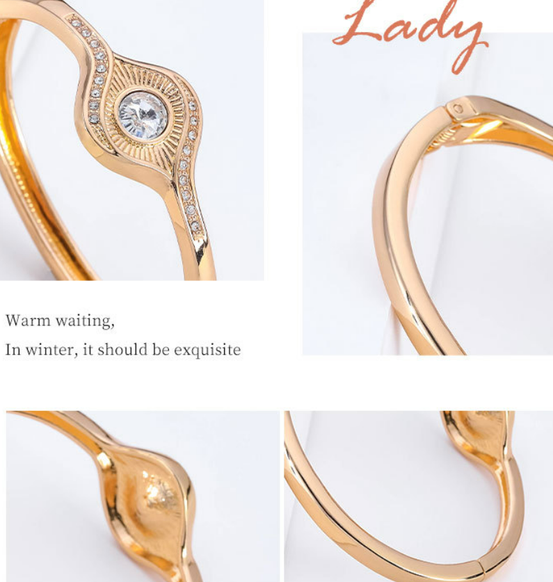 Eye Style Gold Alloy Gold Plated Diamond Decorative Simple Line Bracelet
