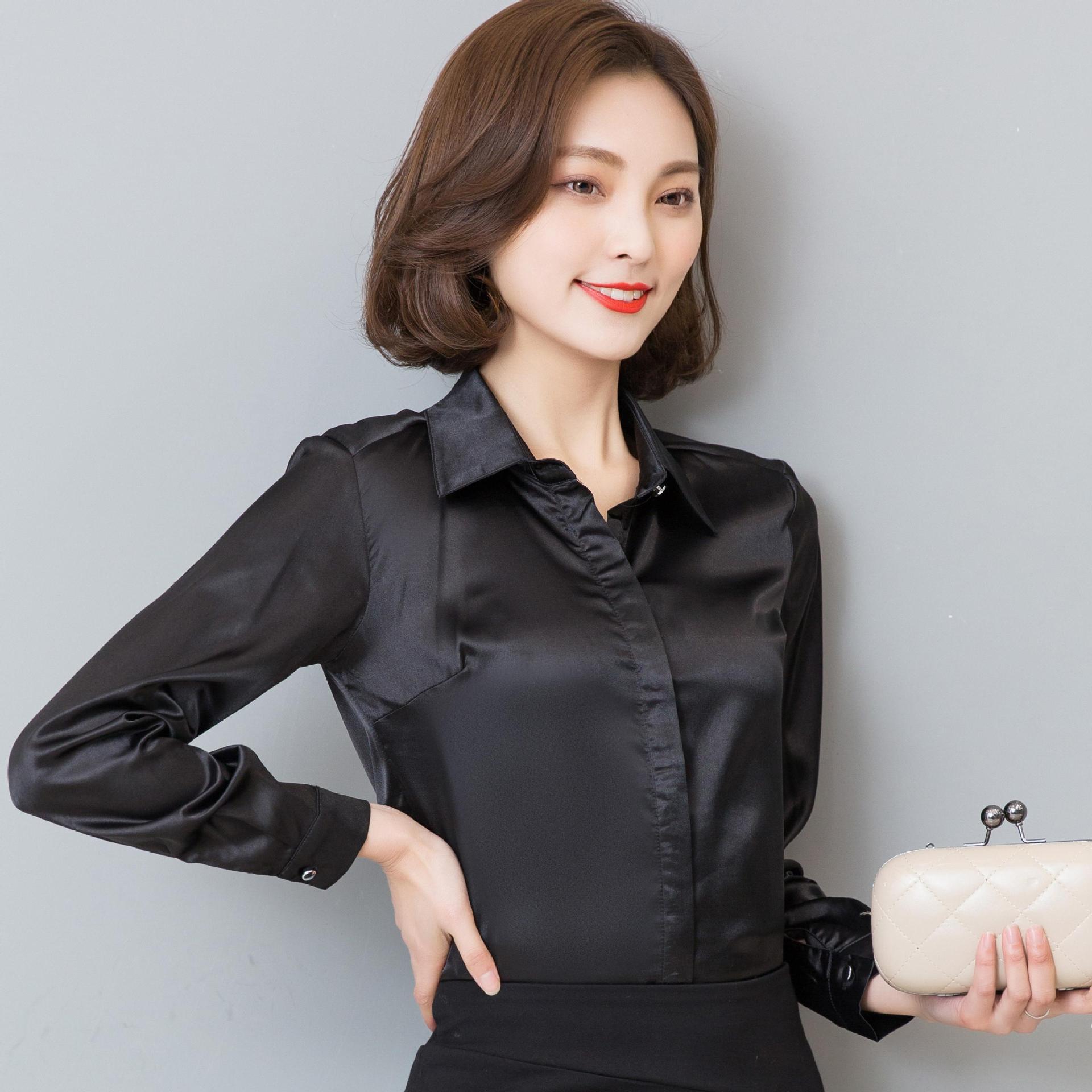 Title 6, Simulated Silk Long-sleeved Shirt Fashion Casua...