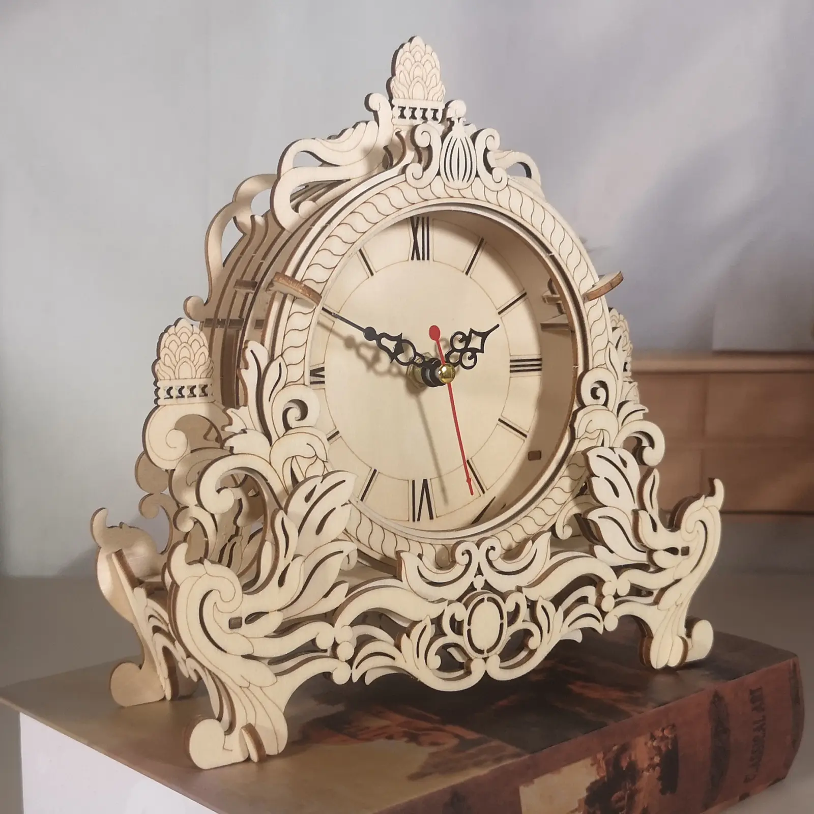 Sales Are Prohibited On The TEMU And SHEIN - 3D Wooden Puzzle Clock Model Kits Building Kits Desktop Clock DIY Architectural Building Blocks Creative Gift Home