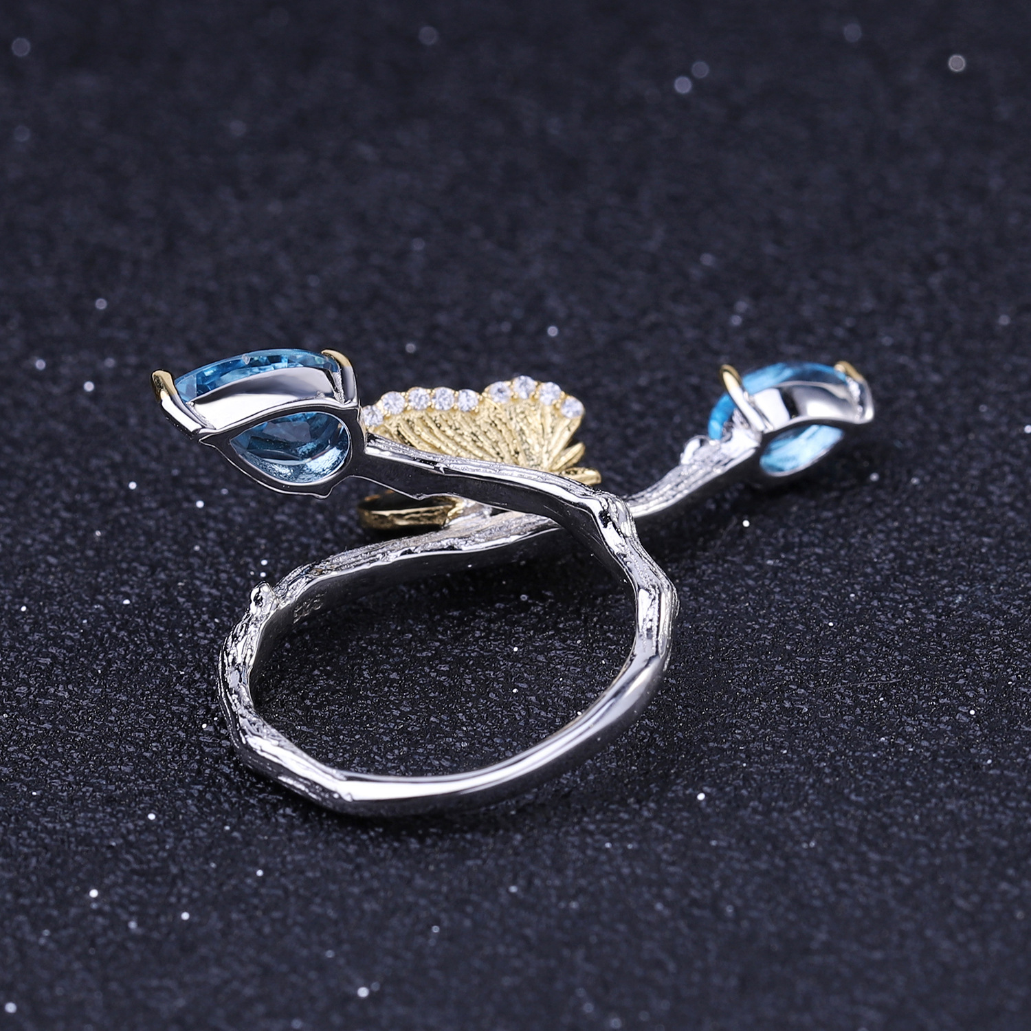 Natural Topaz Simple Natural Wind Butterfly Ring
