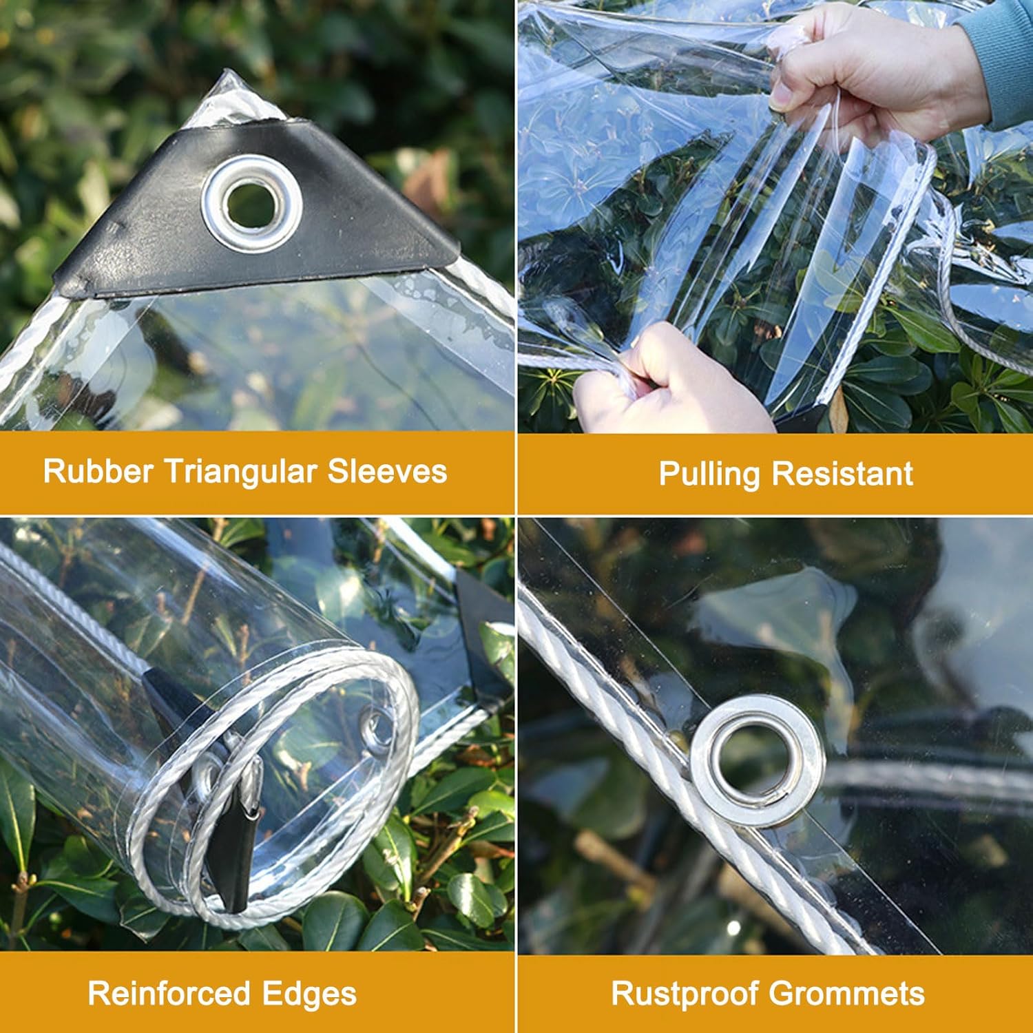 420GSM Heavy Duty Clear PVC Tarpaulin Cloth Transparent Tarps Grommets  2M X 3 M