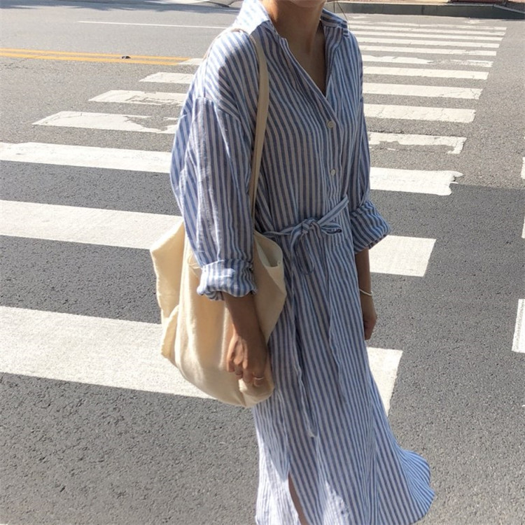 Title 5, Striped Long Shirt Korean Style Long Sleeve