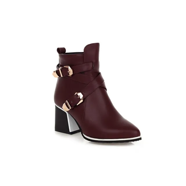 Martin Boots Autumn And Winter New British Fashion Pointed Short Tube Wine - Shop at LoveMi