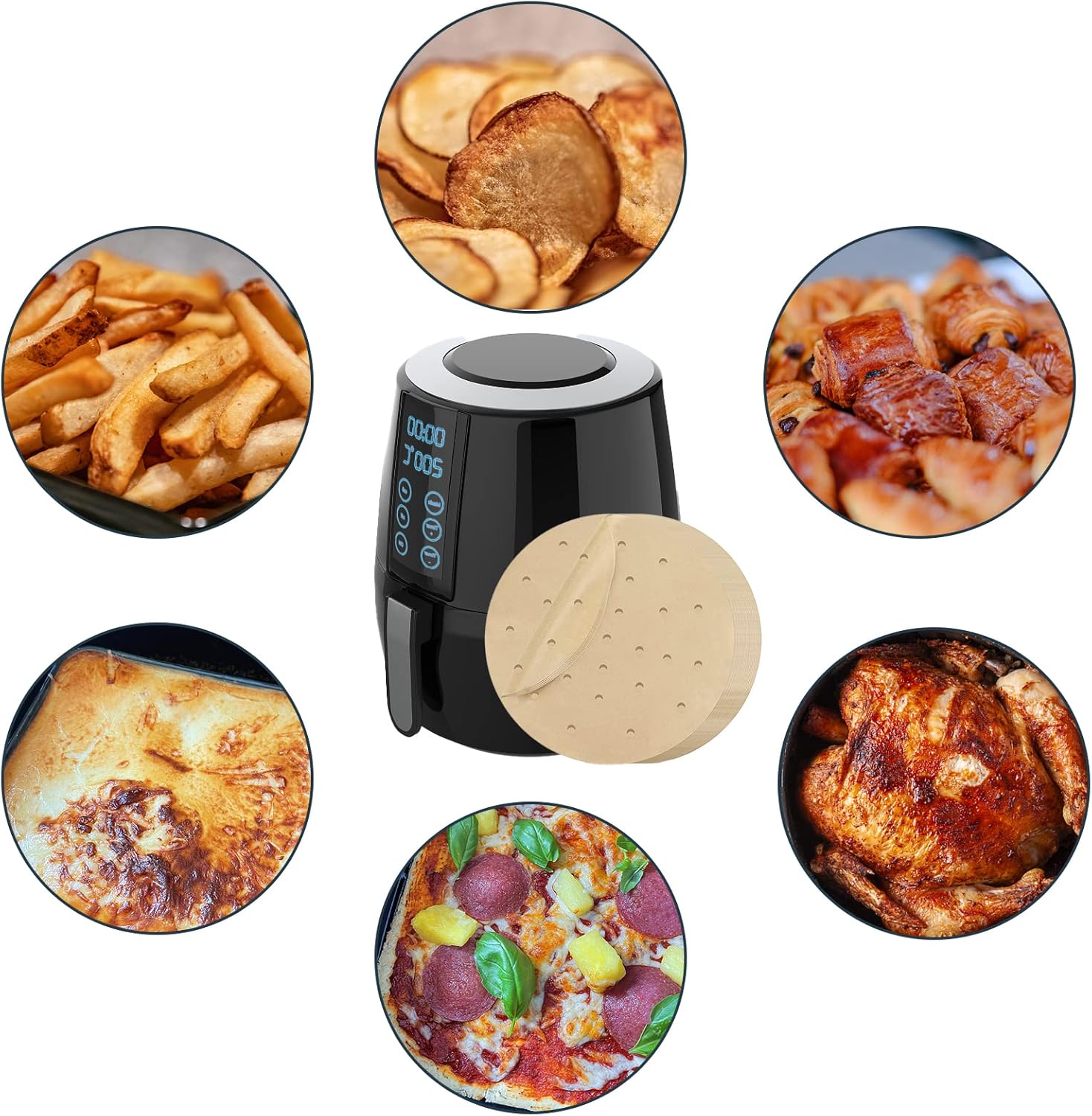Air Fryer Paper Liners Disposable - 7.9in-20cm 100Pcs Parchment Round — image 6