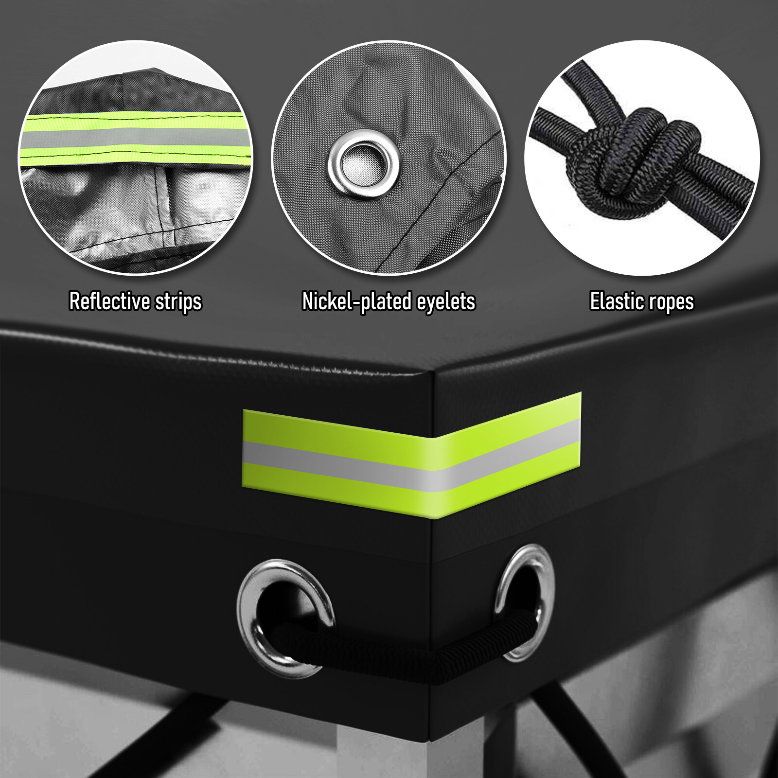 Black Trailer Cover With Bungee Cord 5'x3' - Heavy Duty Waterproof Tie Down 420D — image 3