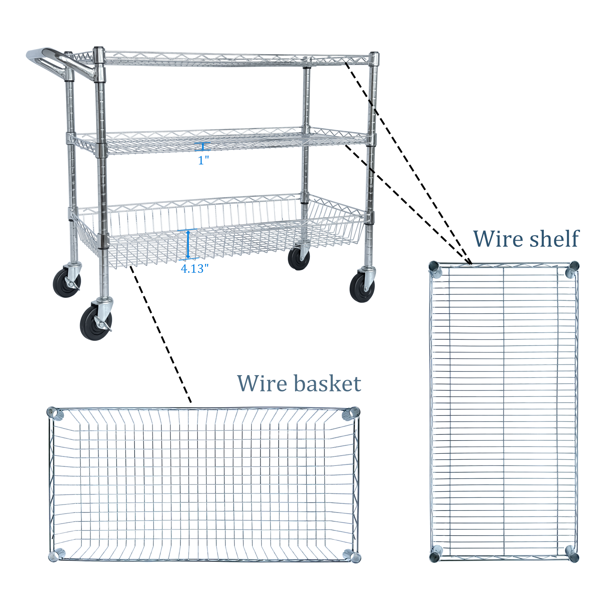 Heavy Duty Rolling Utility Cart,3 Tier Rolling Carts With Wheels,with Handle... 14