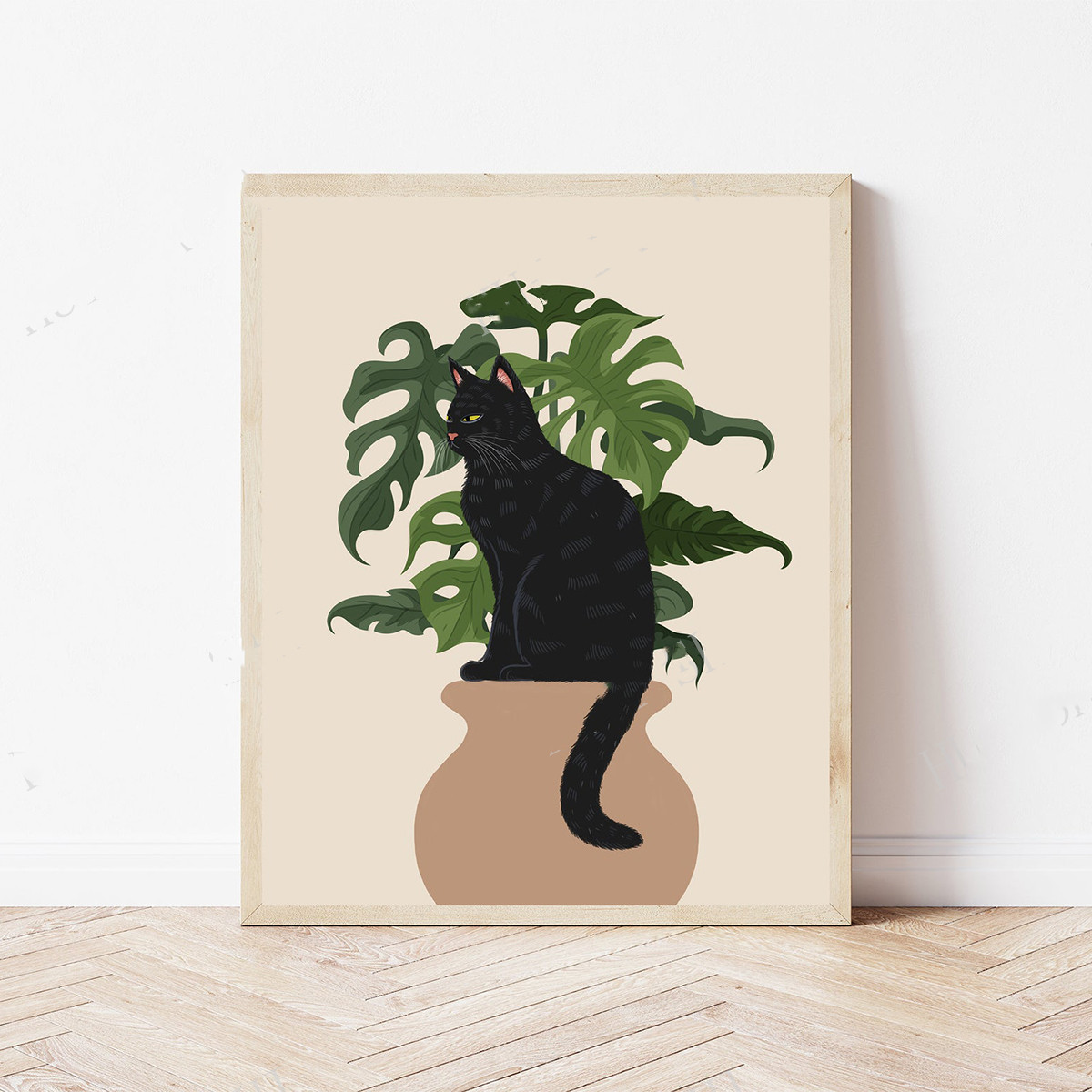 Cat and plant