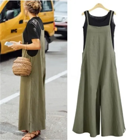 Simple Women's Wide leg Suspender Jumpsuit Green - Shop at LoveMi