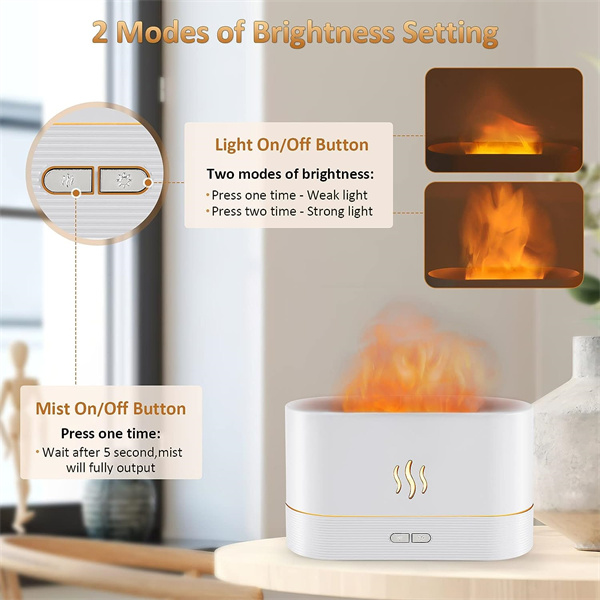 Flame Air Diffuser Humidifier Upgraded Scent Diffuser For Essential Oils Ultrasonic Aromatherapy Fire Mist Humidi With 2 Brightness Auto-Off Function For Room Home Office