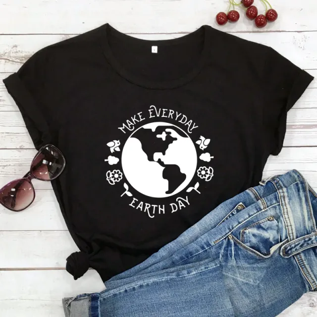 T Shirt Fashion Female Pattern Vegetarian Ecology Black - Shop at LoveMi