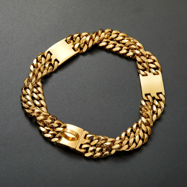 Double Row Gold ID Brand Metal Dog Chain Collar Gold - Shop at LoveMi