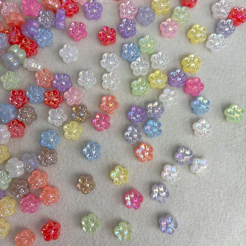 10mm Mini Five-Petal Flower Acrylic Beads, Mixed