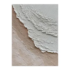 Modern Ocean Waves Abstract Hand-Painted Texture Oil Painting On Canvas Sea Wave Landscape Wabi-Sabi Style Wall Arts Decor Picture No Framed - With... - View 1