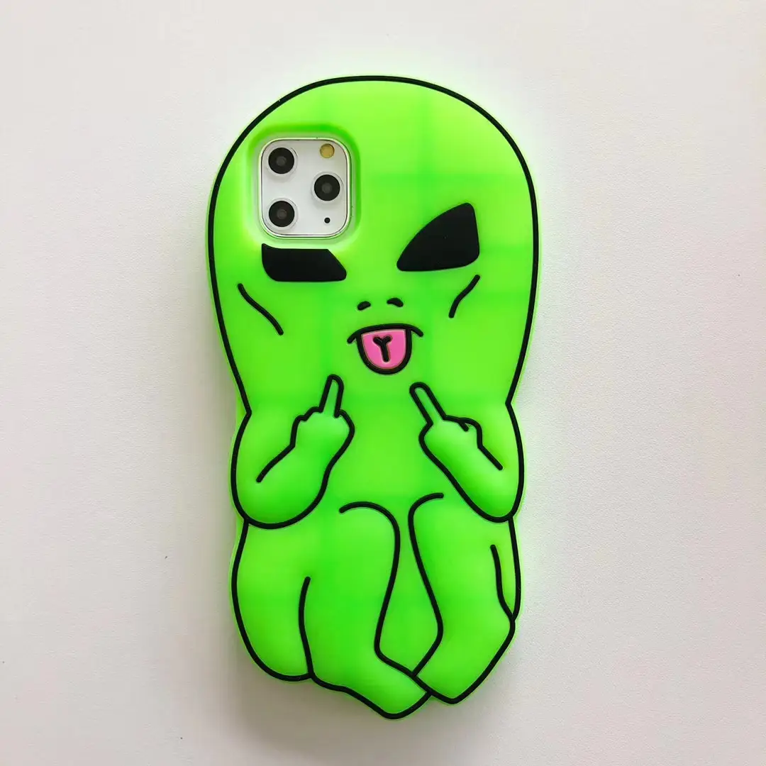 Green Cute Alien Phone Case Protective Silicone