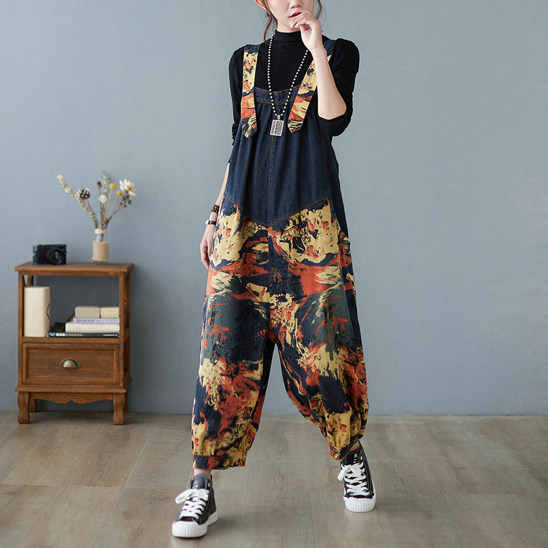 Title 3, Spring Jean Overalls Printed And Washed Stitchi...