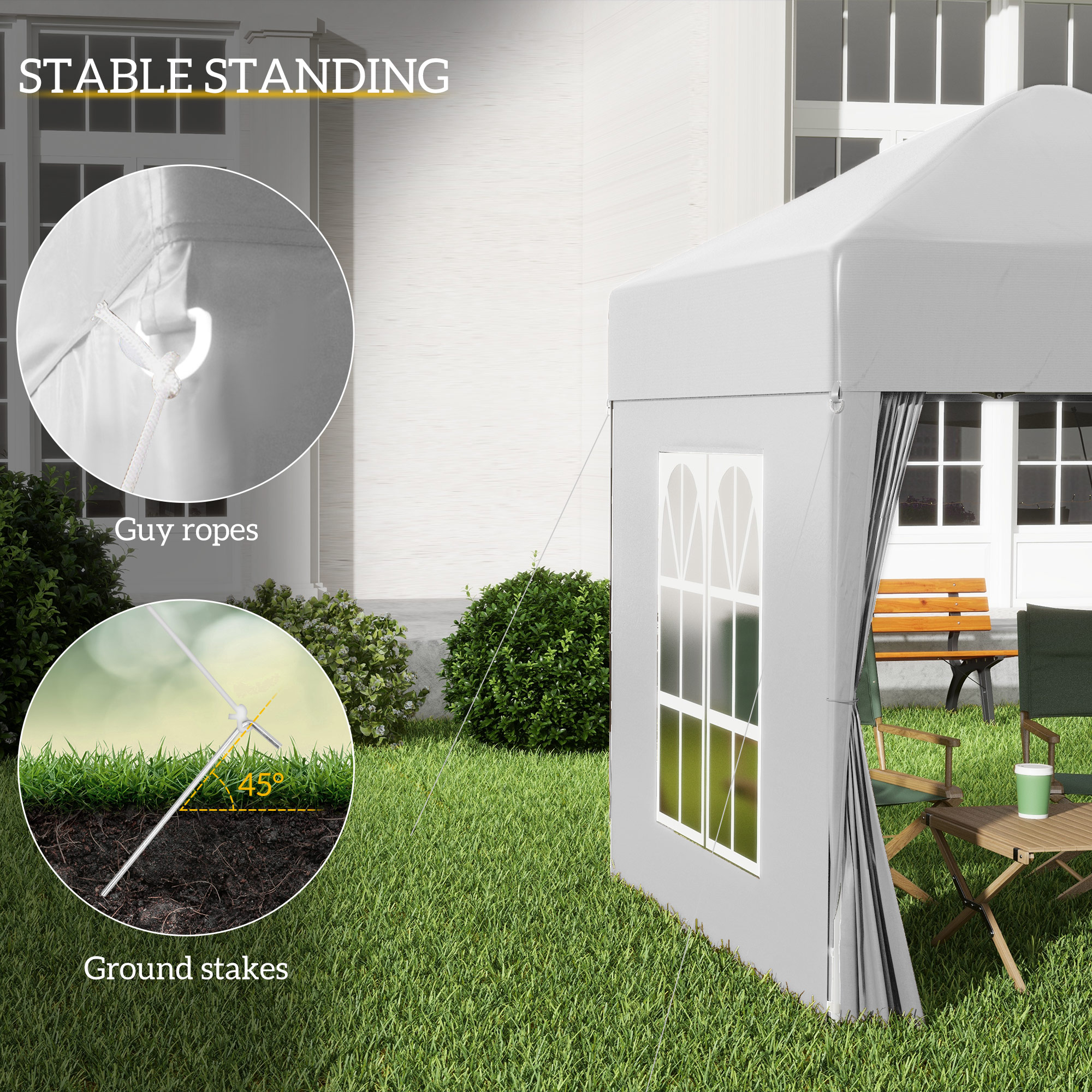 Folding Pavilion Canopy, Size 2 X 2 Meters - White — image 4