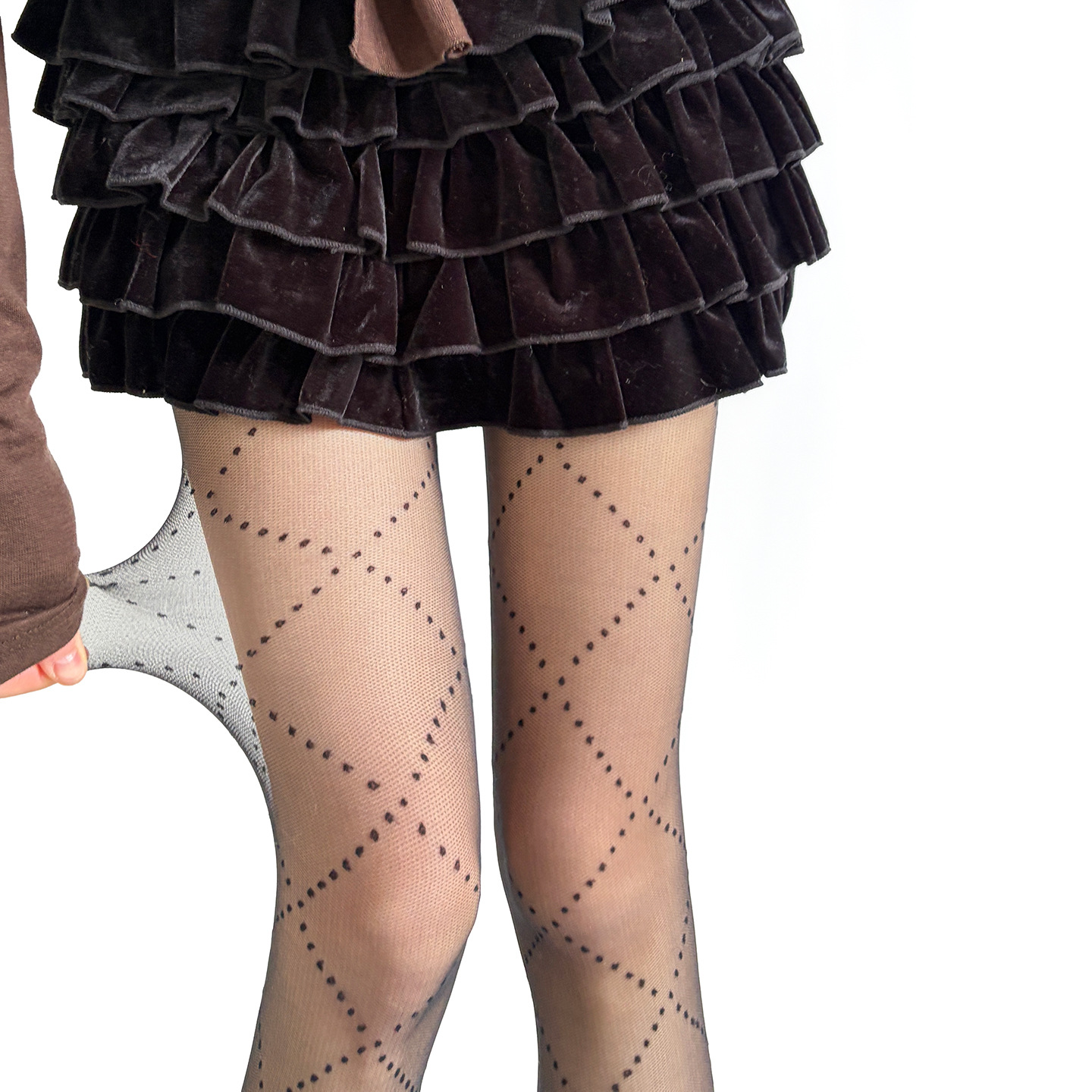 Women's Lolita Milk White Over-the-Knee Socks, Velvet Sweet Lace Bow Long Tube Socks, Grey Calf Socks