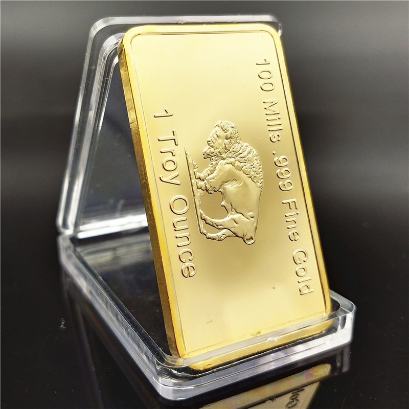 Gold-plated Bison Commemorative Coin Squares - Image 5