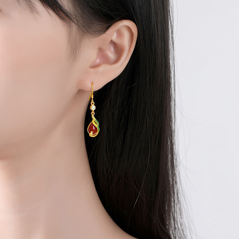 Women's Stylish Water Drop Embellished Zircon Earrings