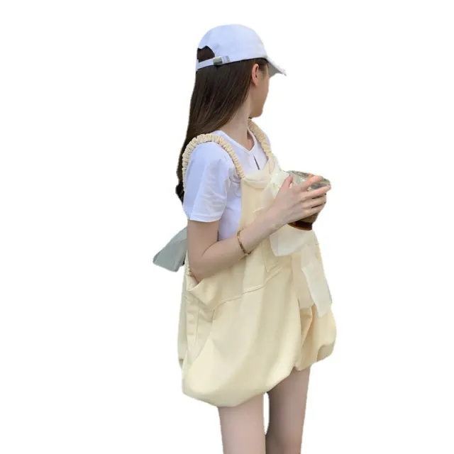 Bib Pants Women Korean Style High Waist Loose Western Style Wide leg Shorts Short Sleeve - Shop at LoveMi
