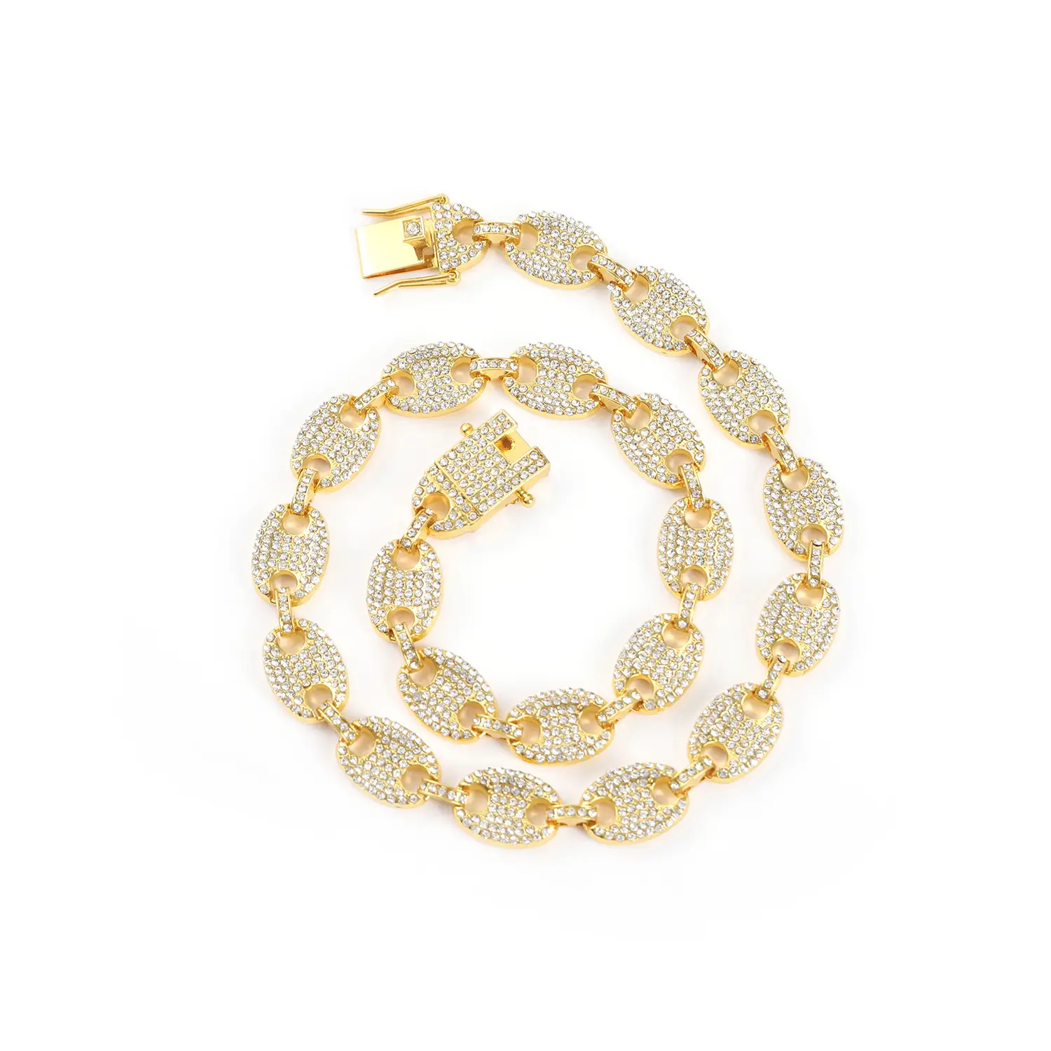 European And American Hip Hop Full Diamond Coffee Bean Necklace