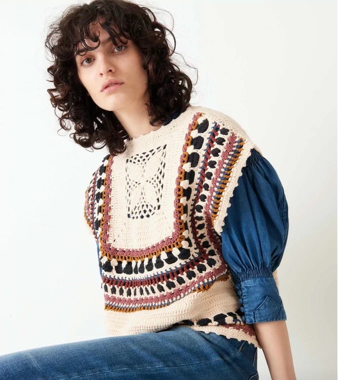 Title 1, Heavy Industry Crochet Knitted Pullover Vest Fa...